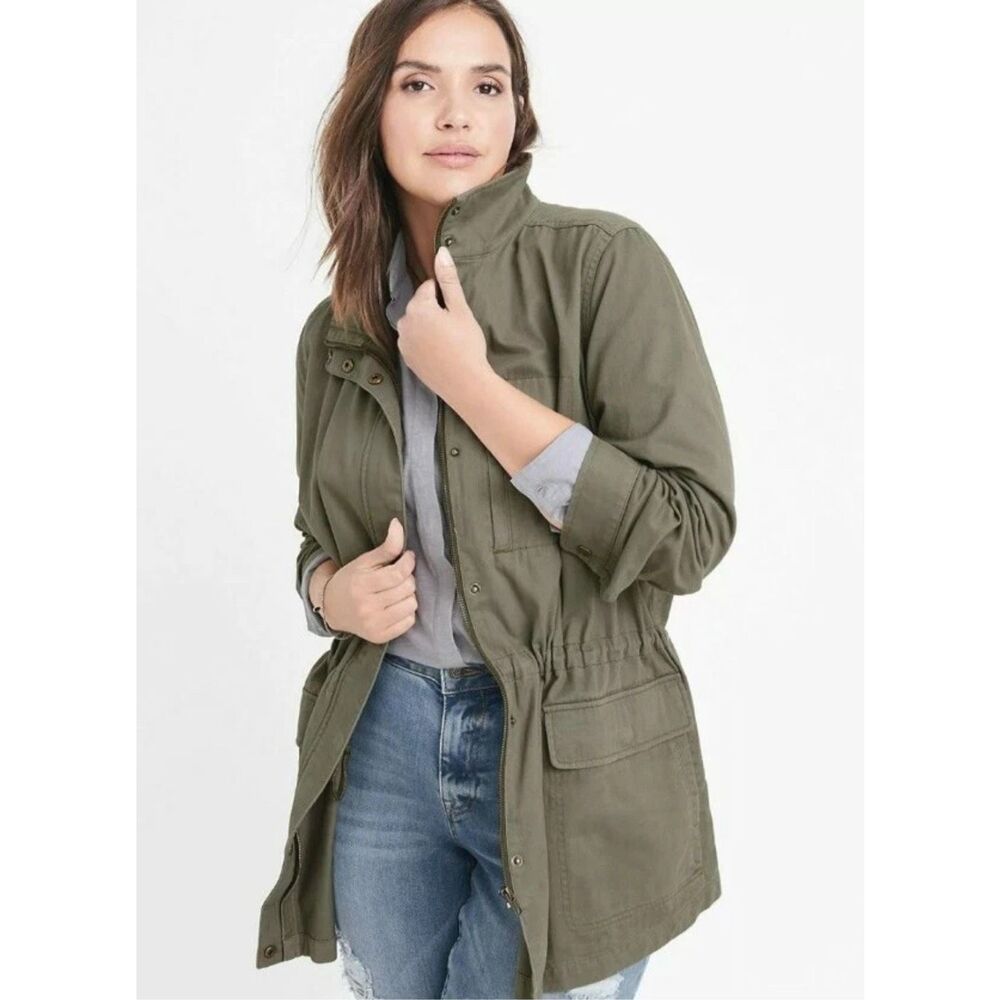 Ryllace $370 Luxury Utility Cargo Jacket Military Cotton Green Womens 20 NEW